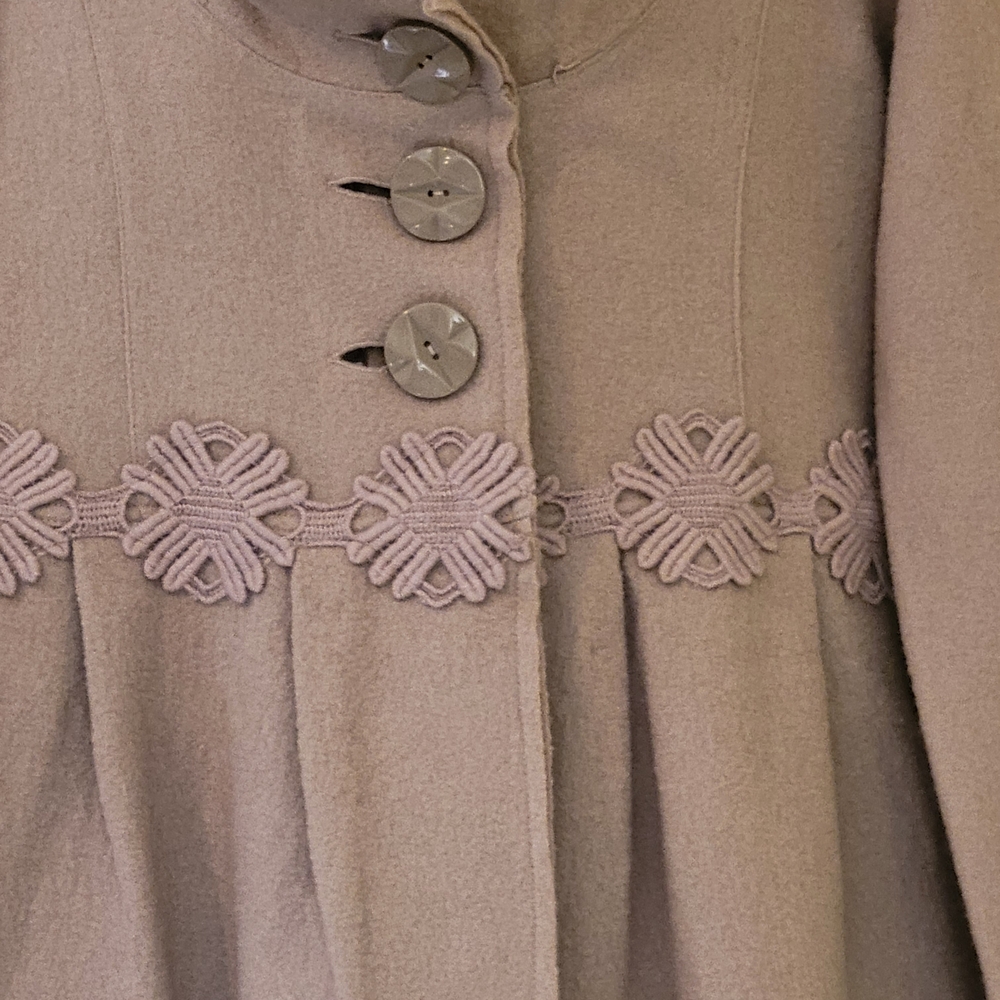 Anthropologie Tan Trench Coat with Ruffle Collar - Picture 7 of 10